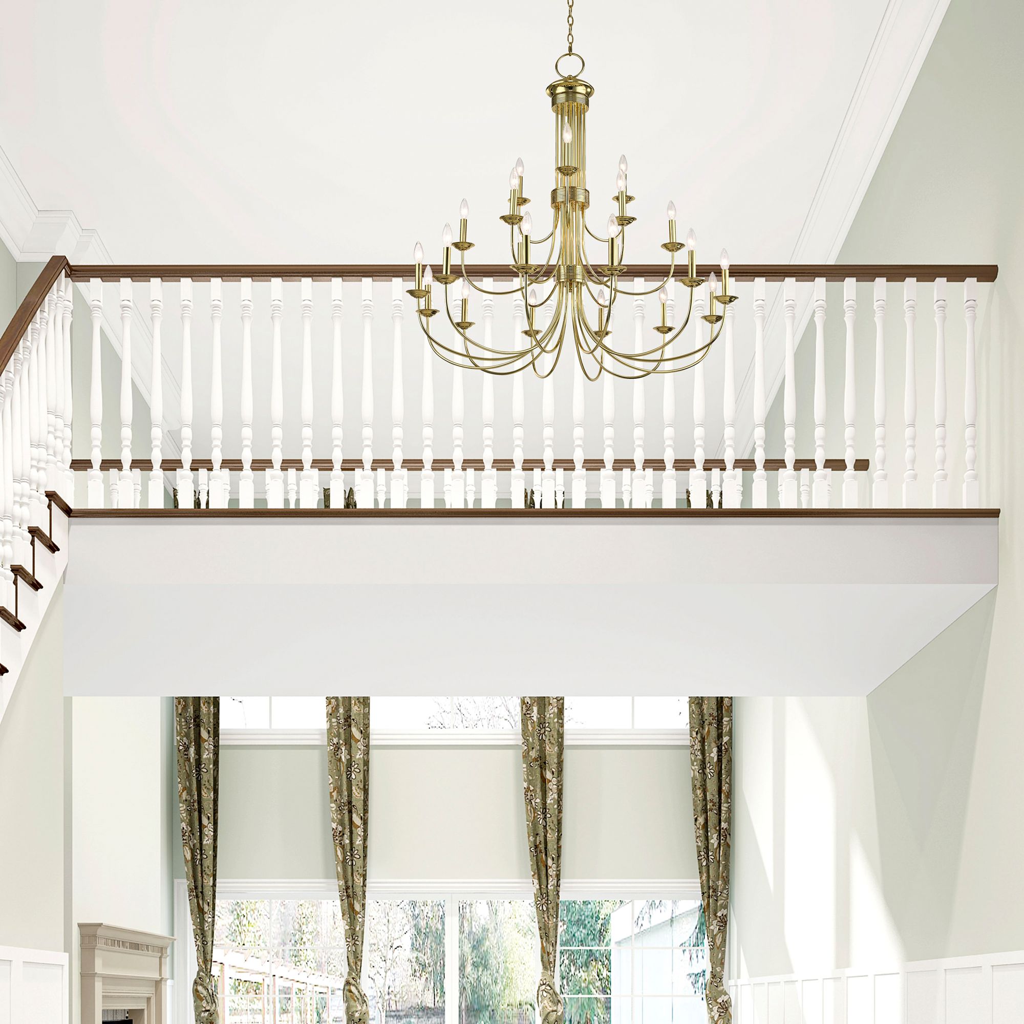 Image 7 Estate 21 Light Polished Brass Foyer Chandelier more views