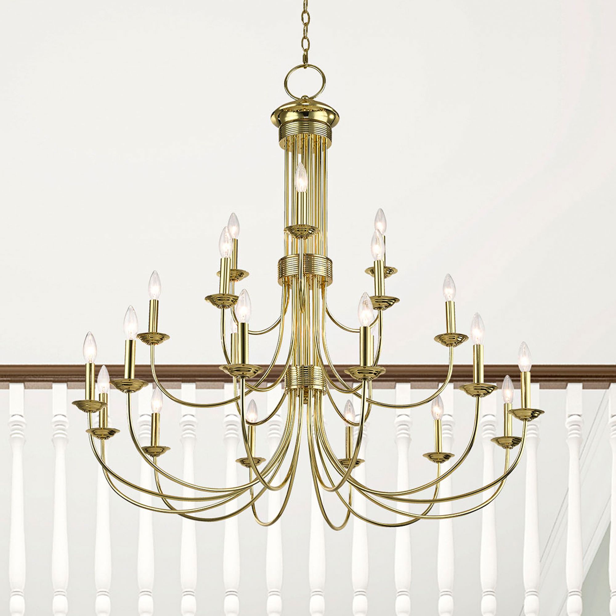 Estate 21 Light Polished Brass Foyer Chandelier