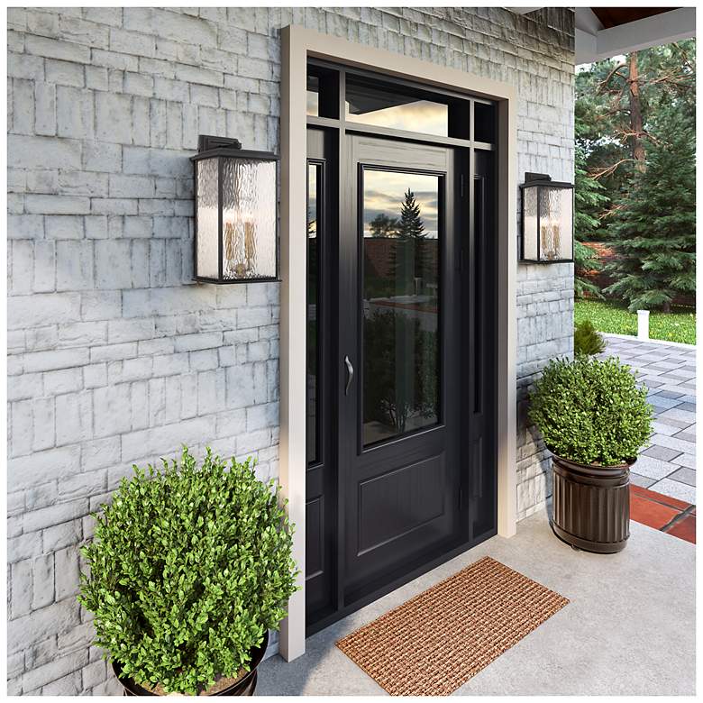 Image 5 Estate 24"H 4-Light Black Outdoor Wall Sconce w/ Rain Glassware Shade more views