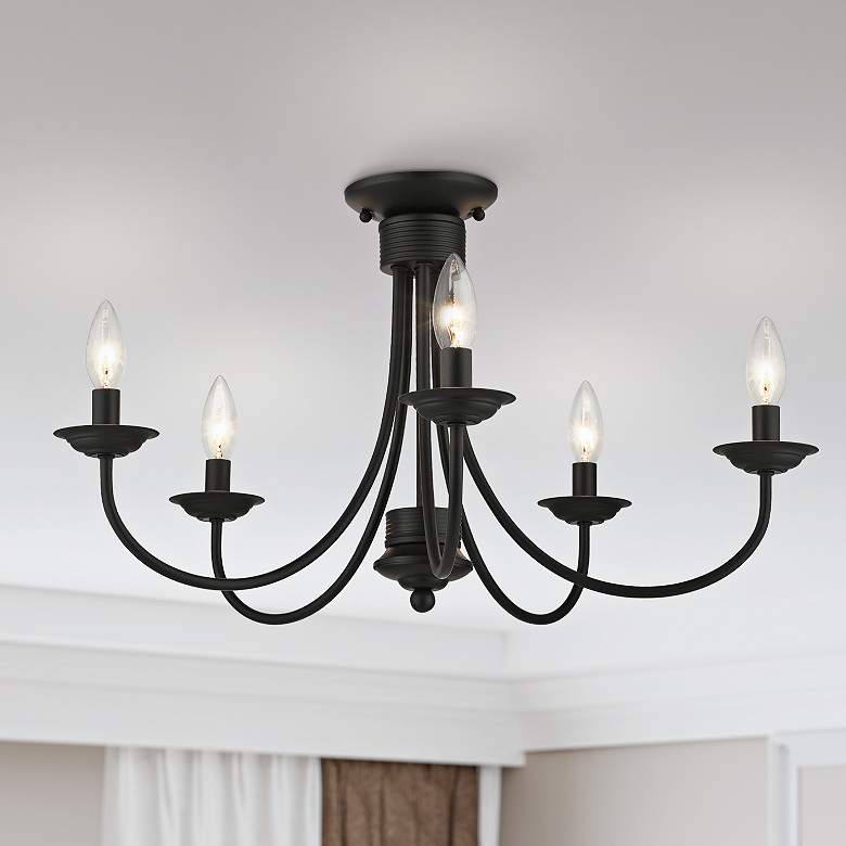 Image 2 Estate 24" Wide Black 5-Light Ceiling Light