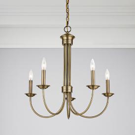 Estate 25" Wide Antique Brass 5-Light Chandelier Estate 25" Wide Antique Brass 5-Light Chandelier