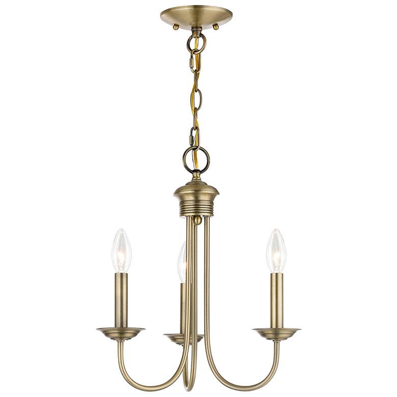 Image 1 Estate 3 Light Antique Brass Mini Chandelier