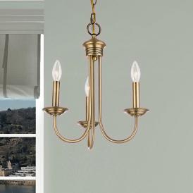 Estate 3 Light Antique Brass Mini Chandelier Estate 3 Light Antique Brass Mini Chandelier