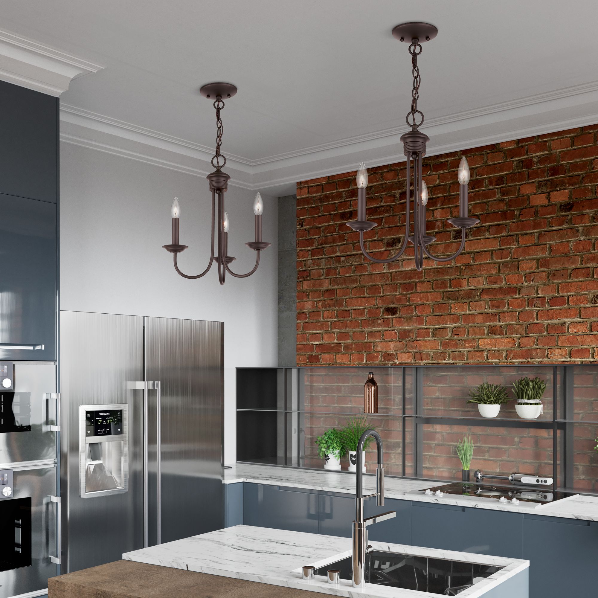 Estate 3 Light Bronze Mini Chandelier