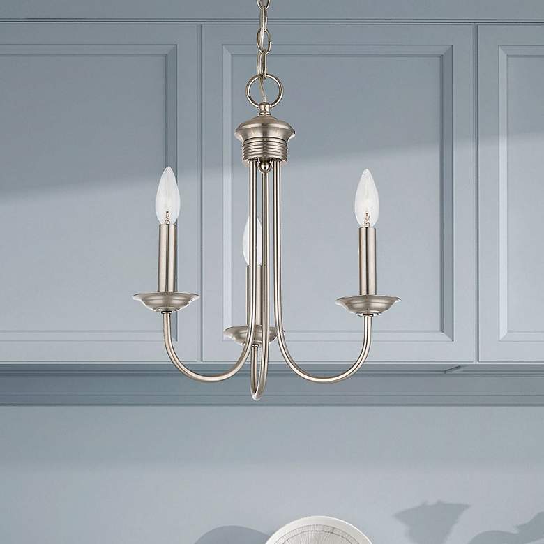 Image 1 Estate 3 Light Brushed Nickel Mini Chandelier