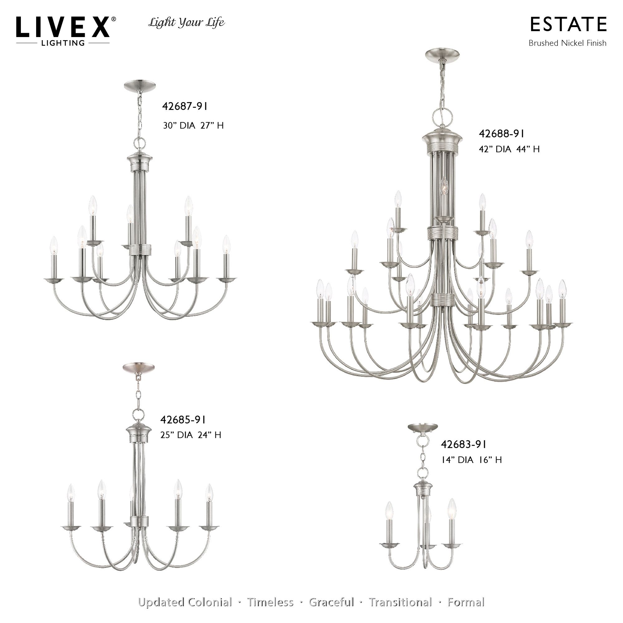 Estate 3 Light Brushed Nickel Mini Chandelier
