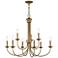 Estate 30" Wide Antique Gold Leaf 9-Light Chandelier