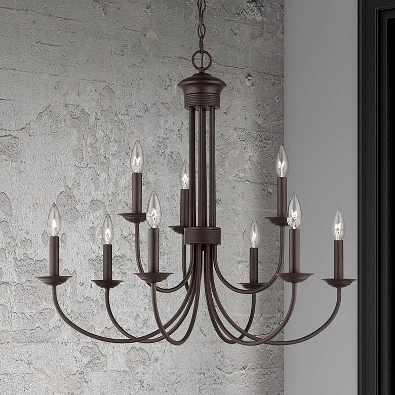 Image 2 Estate 30" Wide Bronze 9-Light Taper Candle Style Chandelier
