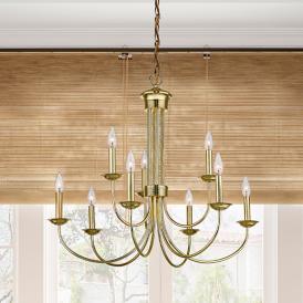 Estate 30" Wide Polished Brass 9-Light Chandelier Estate 30" Wide Polished Brass 9-Light Chandelier