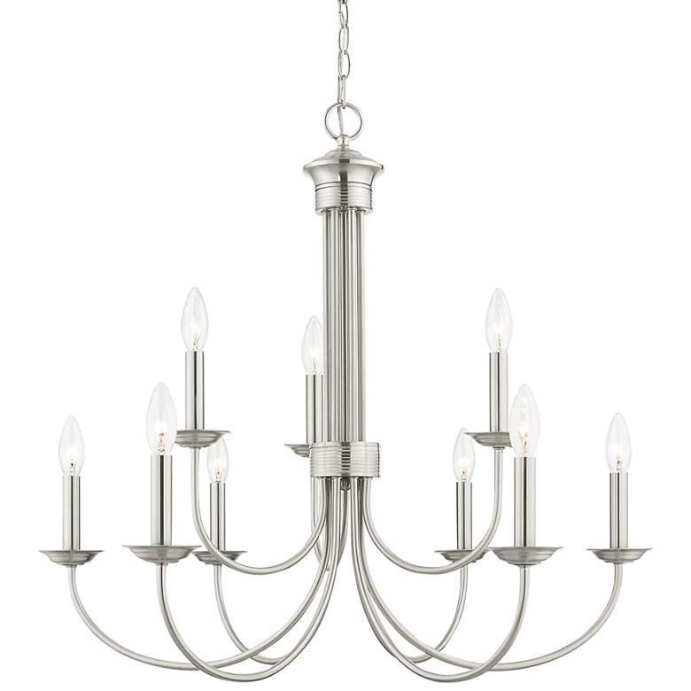 Image 3 Estate 30"W Brushed Nickel 9-Light Candle Style Chandelier