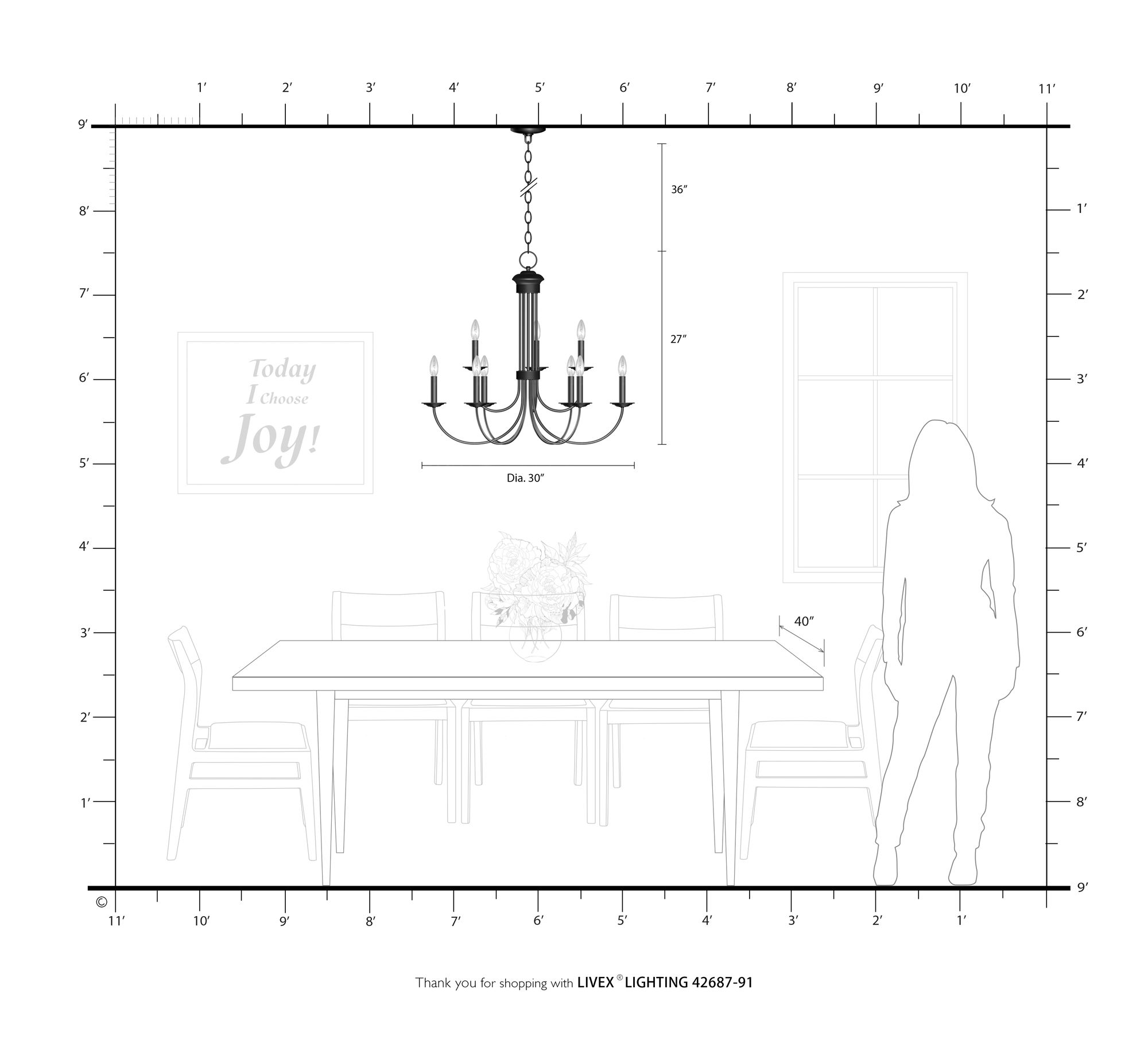Estate 30"W Brushed Nickel 9-Light Candle Style Chandelier in scene