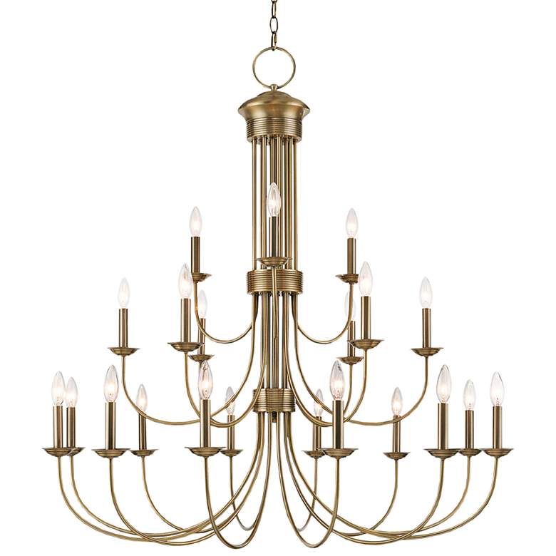 Image 3 Estate 42" Wide Antique Brass 21-Light Chandelier