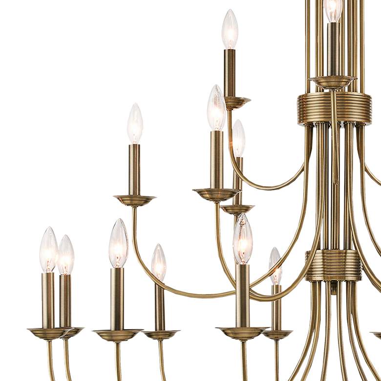 Image 4 Estate 42" Wide Antique Brass 21-Light Chandelier more views