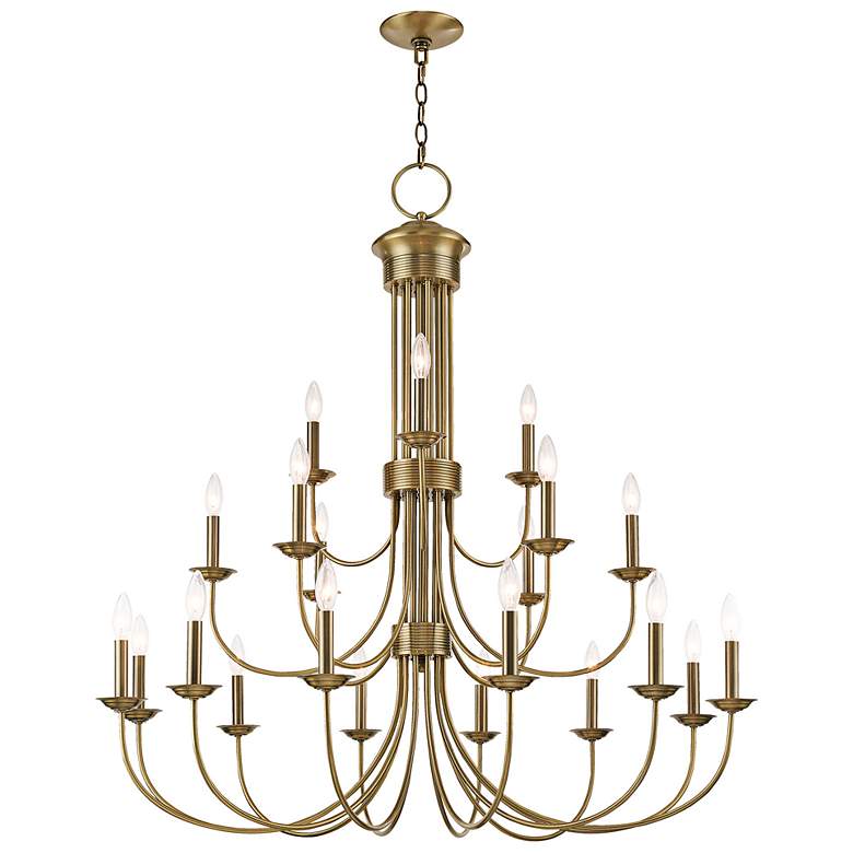 Image 6 Estate 42" Wide Antique Brass 21-Light Chandelier more views