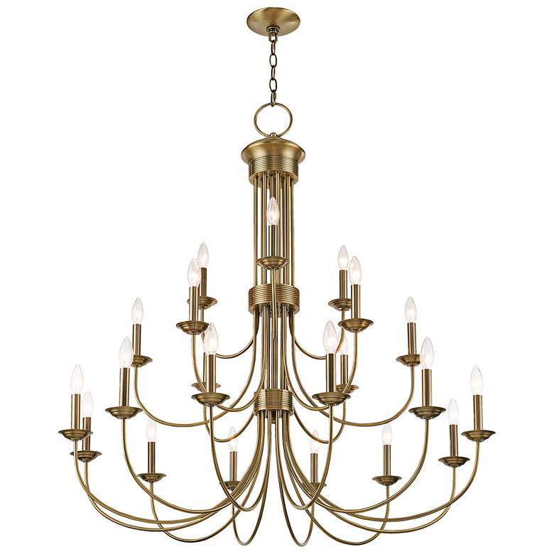 Image 7 Estate 42" Wide Antique Brass 21-Light Chandelier more views