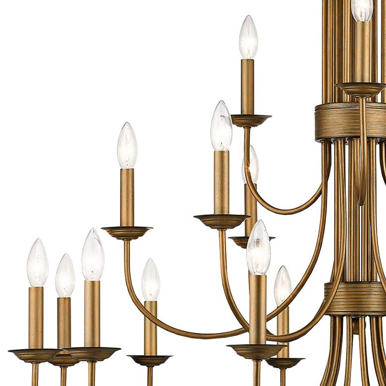 Image 4 Estate 42" Wide Antique Gold Leaf 21-Light Chandelier more views
