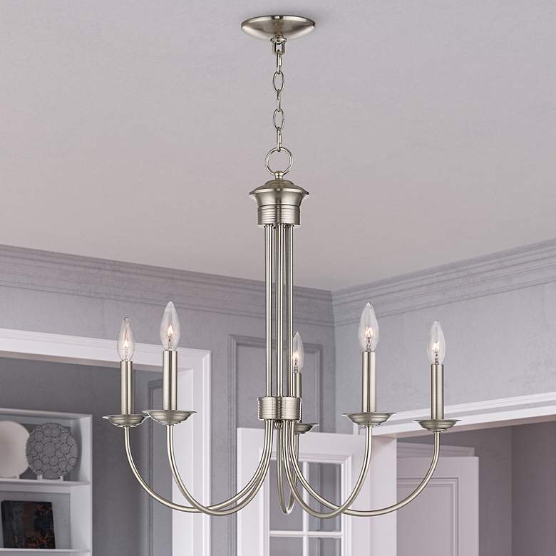 Image 7 Estate 5 Light Brushed Nickel Chandelier more views