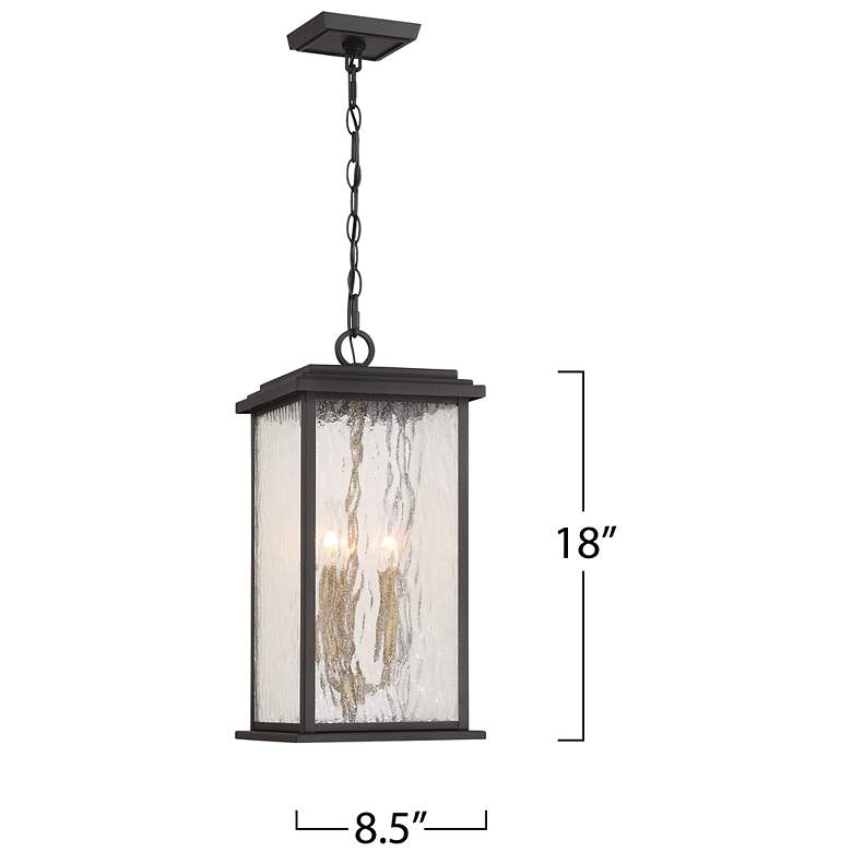Image 6 Estate 8.5"W 3-Light Black, Brass Outdoor Pendant w/ Rain Glassware Shade more views
