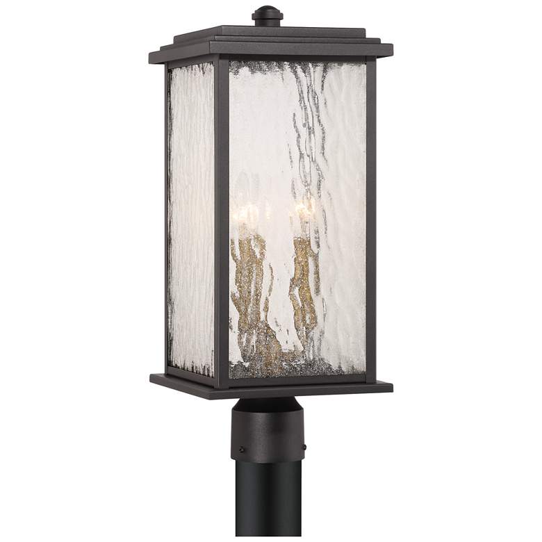 Image 1 Estate 8.5"W 3-Light Black Outdoor Post Light w/ Rain Glassware Shade