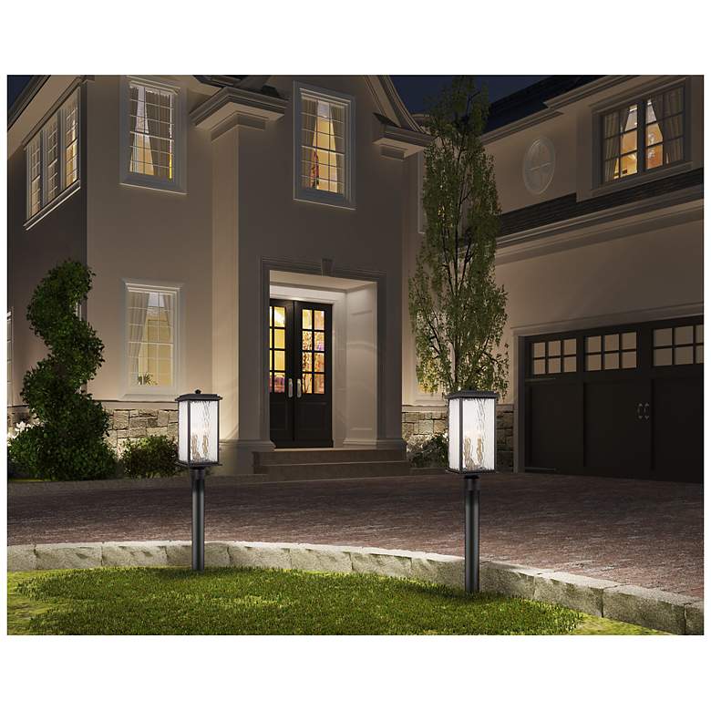 Image 5 Estate 8.5"W 3-Light Black Outdoor Post Light w/ Rain Glassware Shade more views