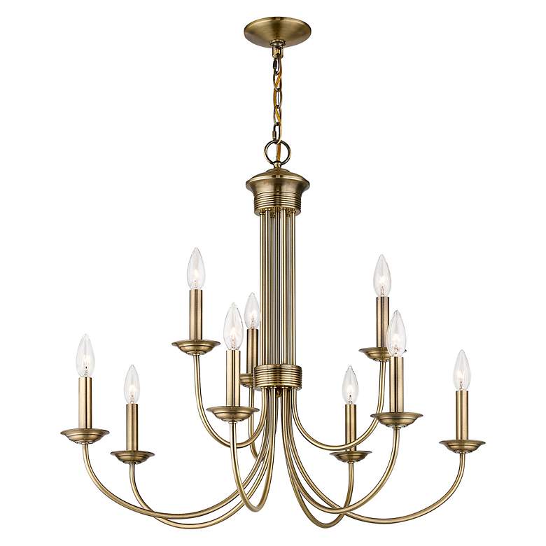 Image 4 Estate 9 Light Antique Brass Chandelier more views