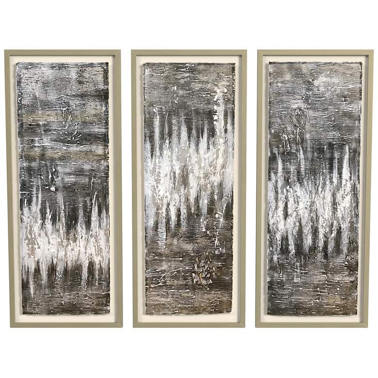 Image 1 Estatic 22" x 54" Gray Framed Canvas Set of 3