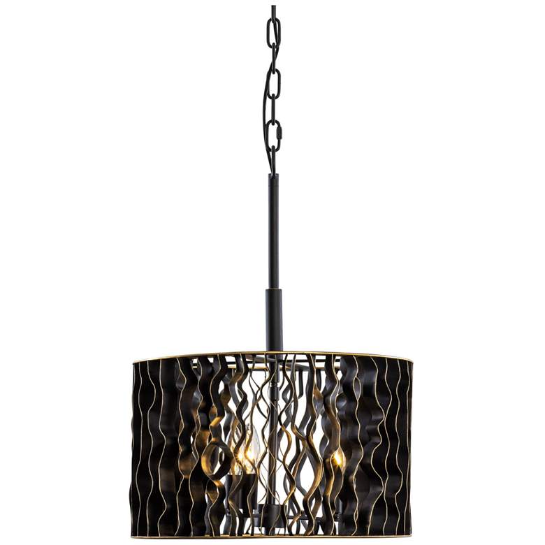 Image 1 Estela 3-Lt Convertible Pendant/Semi-Flush - Matte Black/French Gold