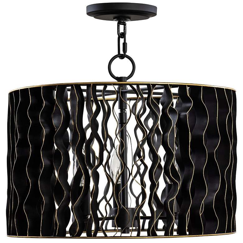 Image 3 Estela 3-Lt Convertible Pendant/Semi-Flush - Matte Black/French Gold more views