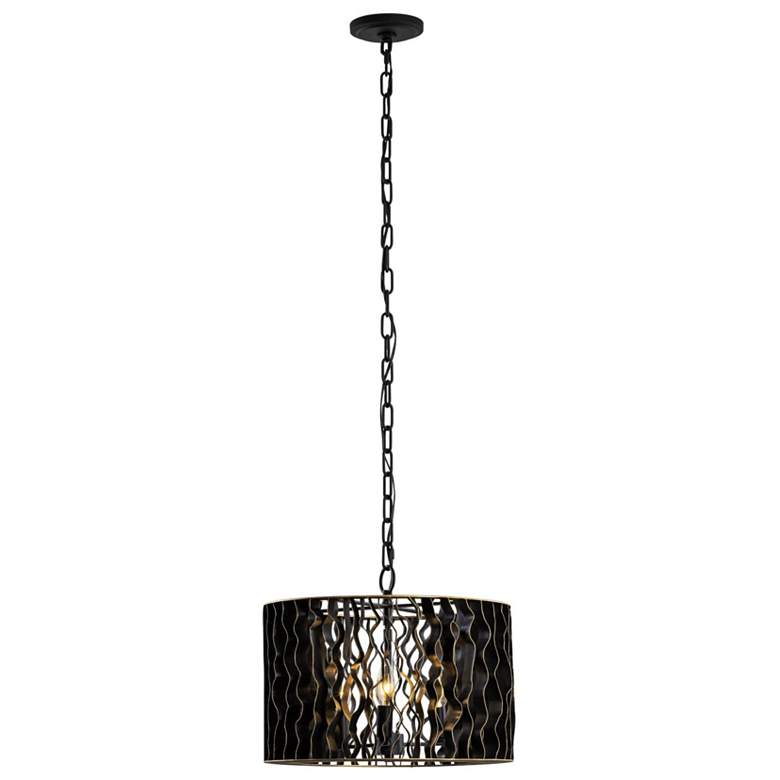 Image 6 Estela 3-Lt Convertible Pendant/Semi-Flush - Matte Black/French Gold more views