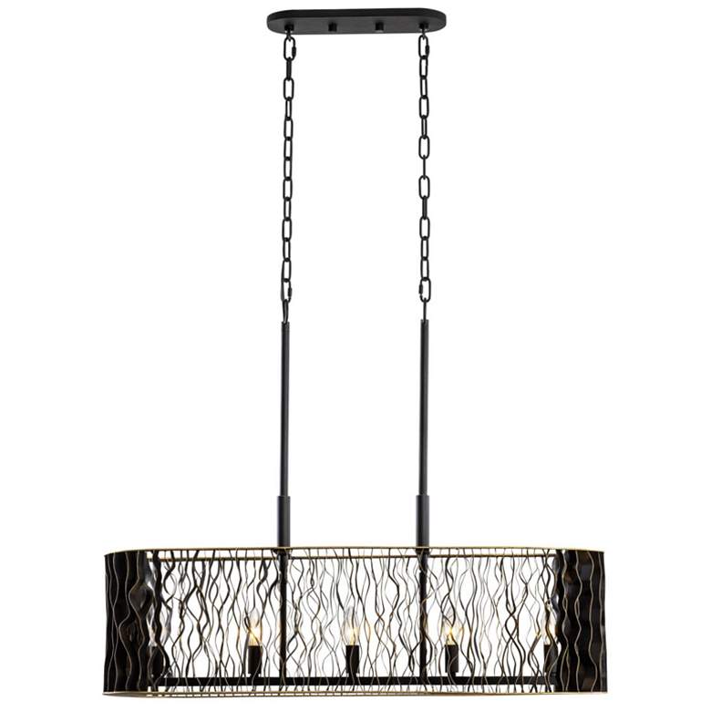 Image 7 Estela 5-Lt Linear Pendant - Matte Black/French Gold more views
