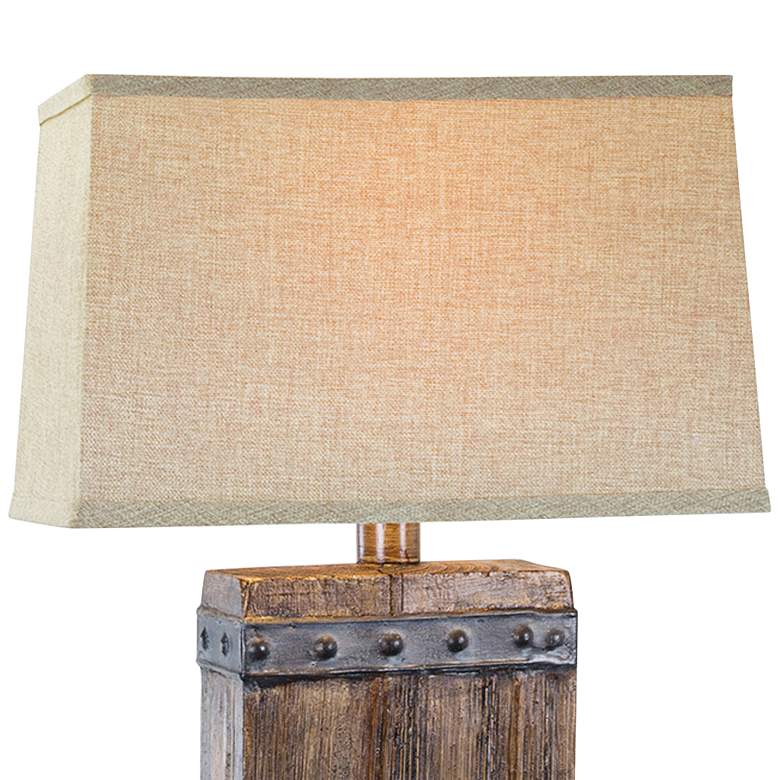 Image 2 Estella 30" Rustic Farmhouse Walnut Finish Hydrocal Cement Table Lamp more views