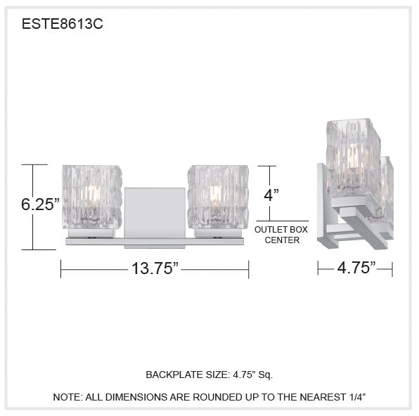 Estelle 2-Light Polished Chrome Vanity Light
