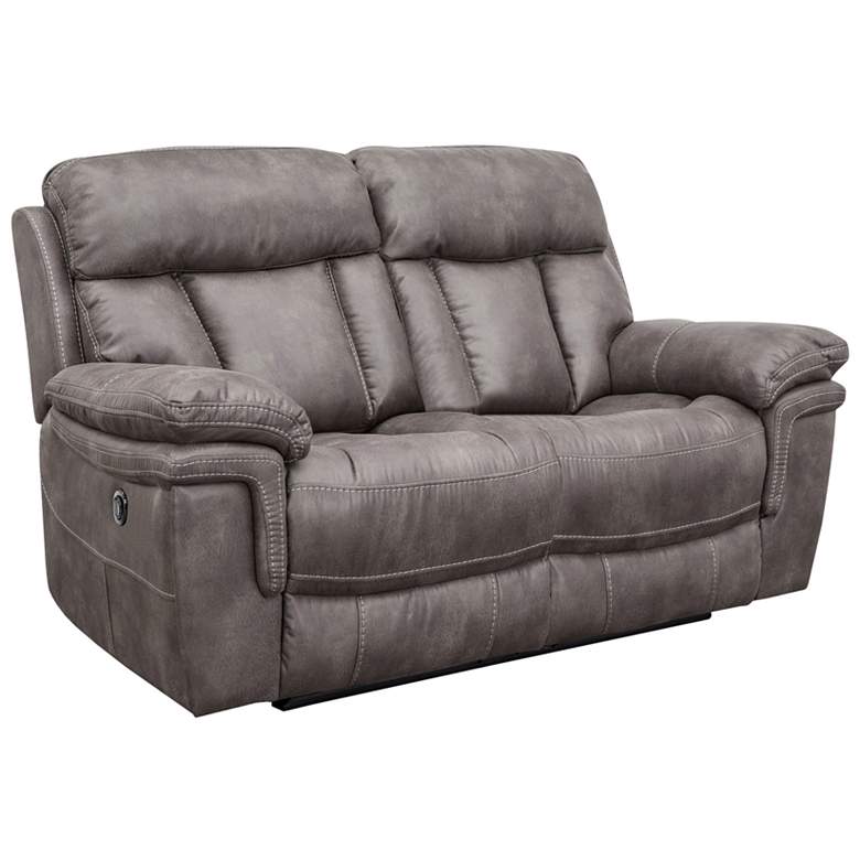 Image 1 Estelle 66 In. Power Reclining Loveseat in Gunmetal Fabric and Pine Wood