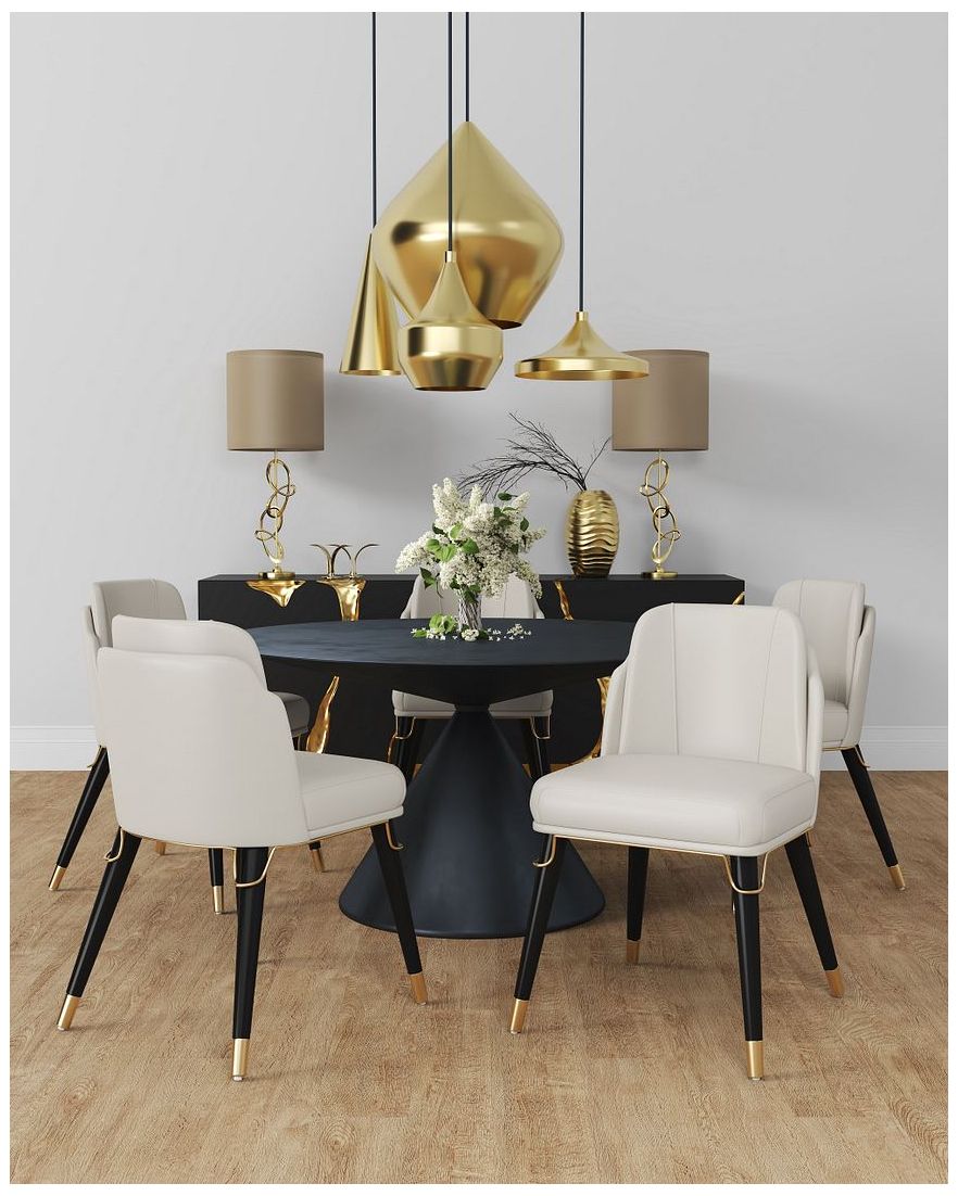 Image 2 Estelle Cream and Black Faux Leather Dining Chair more views