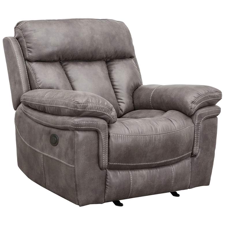 Image 1 Estelle Power Recliner Chair in Gunmetal Fabric and Pine Wood