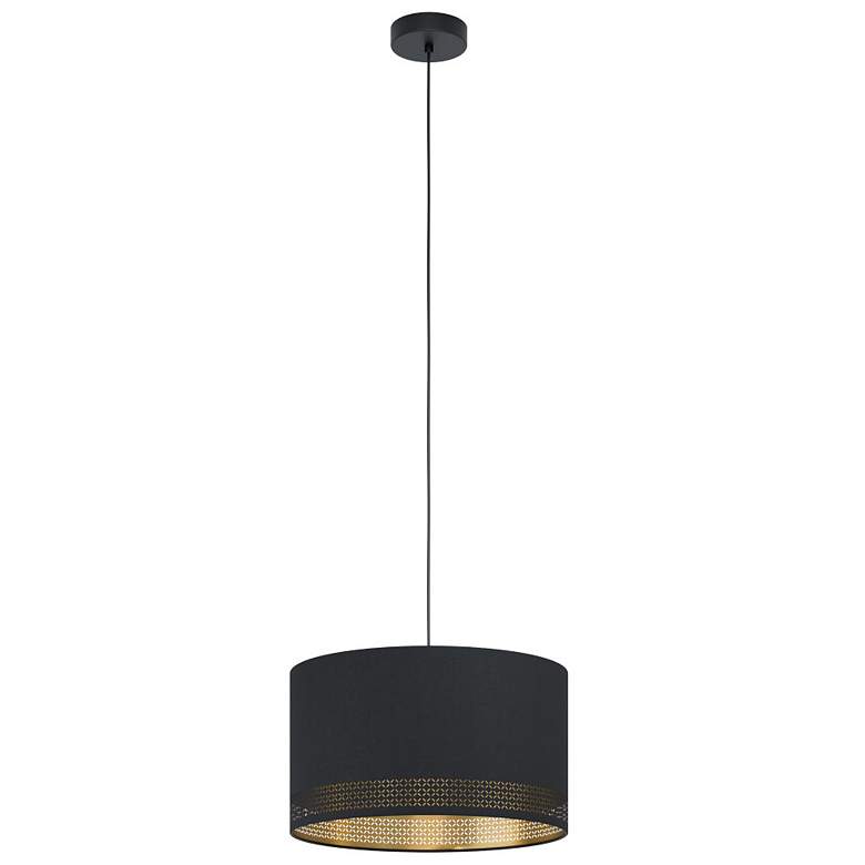 Image 1 Esteperra - 1-Light Pendant - Black Finish - Gold Interior Shade
