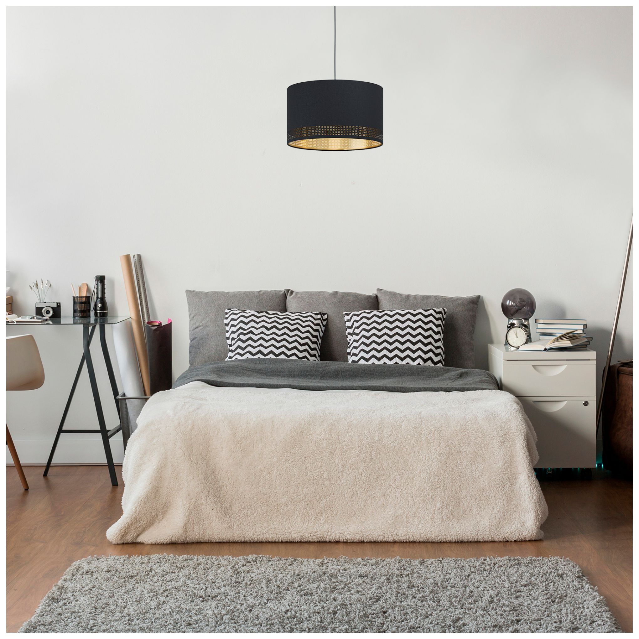 Image 2 Esteperra - 1-Light Pendant - Black Finish - Gold Interior Shade more views