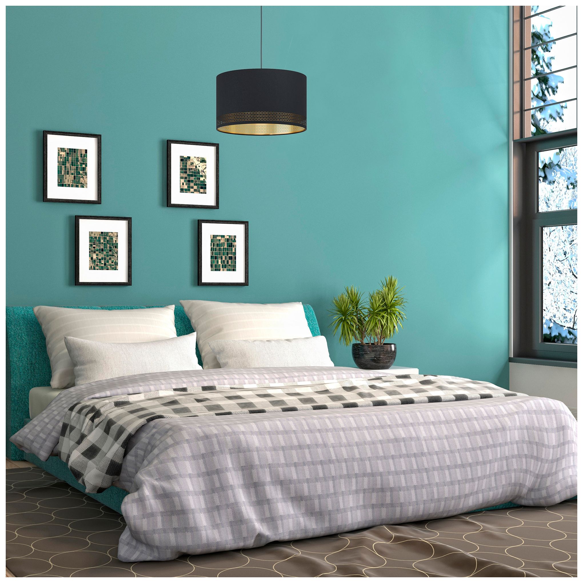 Image 3 Esteperra - 1-Light Pendant - Black Finish - Gold Interior Shade more views