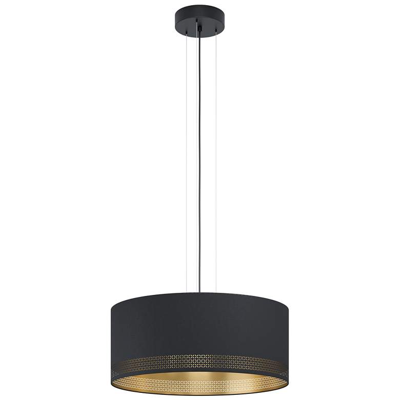 Image 1 Esteperra - 3-Light Pendant - Black Finish - Gold Interior Shade