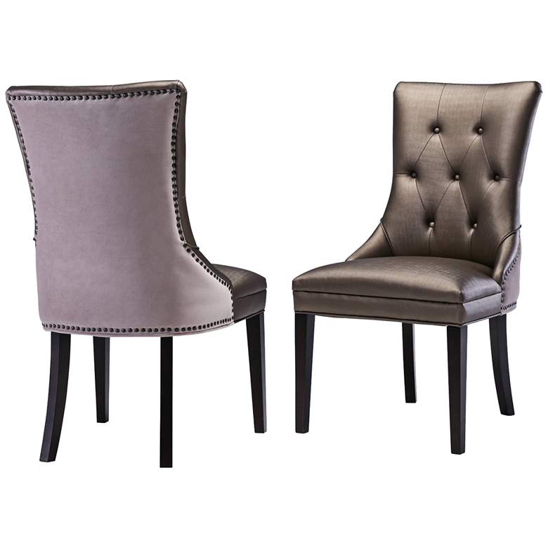 Image 1 Ester Gray and Bronze Tufted Dining Chair Set of 2