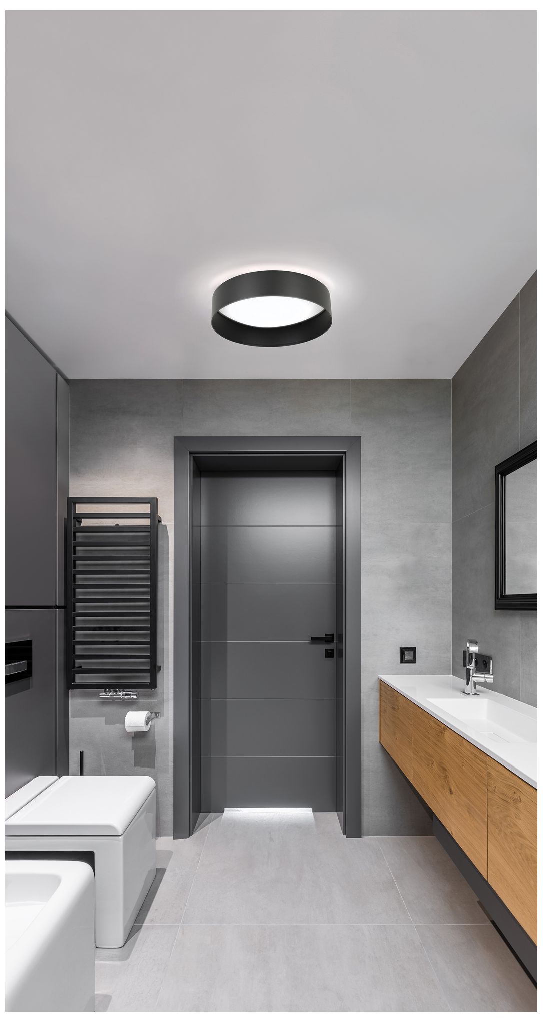 Image 2 Ester LED Ceiling Light- Structured Black - White Acrylic Shade more views