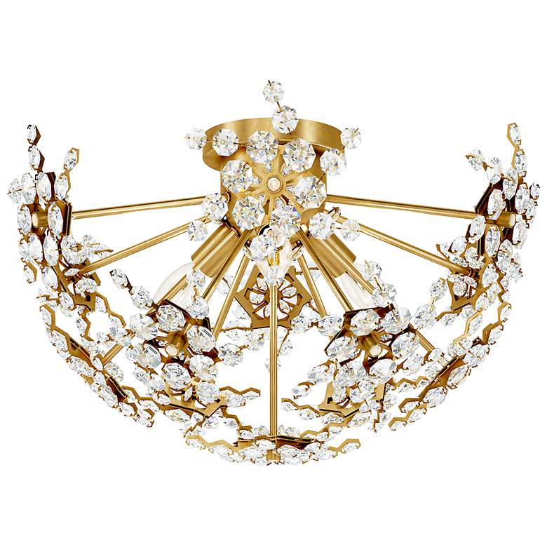 Image 1 Esteracae 11"H x 18"W 3-Light Crystal Semi-Flush Mount in Heirloo