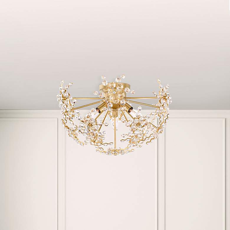 Image 2 Esteracae 11"H x 18"W 3-Light Crystal Semi-Flush Mount in Heirloo more views