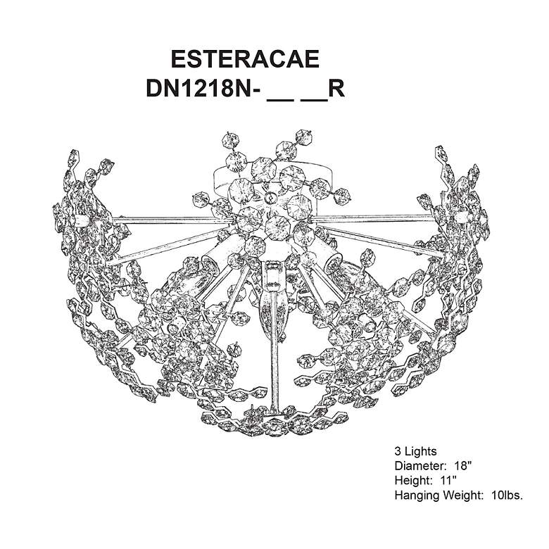 Image 4 Esteracae 11"H x 18"W 3-Light Crystal Semi-Flush Mount in Heirloo more views