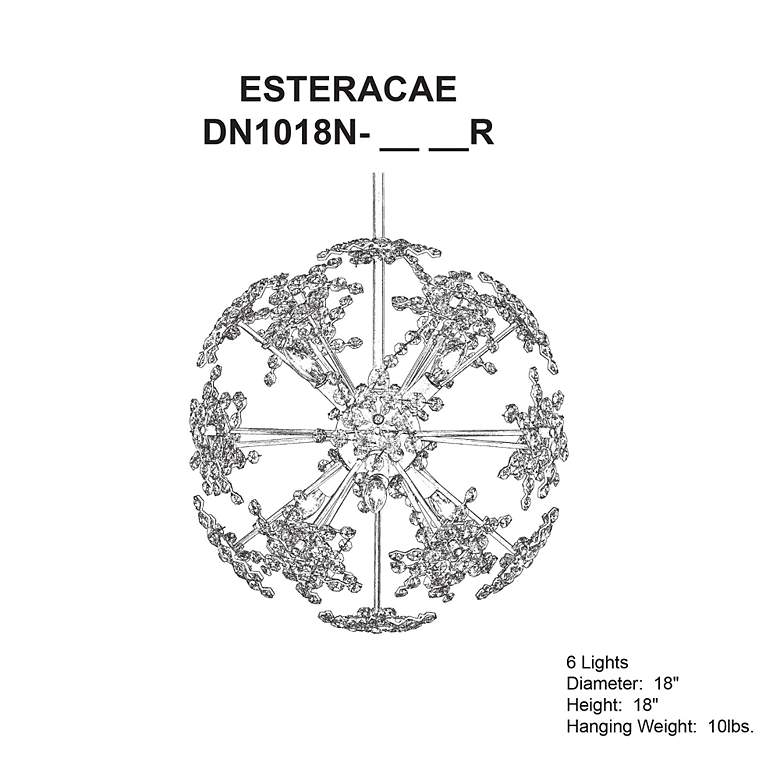 Image 4 Esteracae 18"H x 18"W 6-Light Crystal Pendant in Jet Black more views