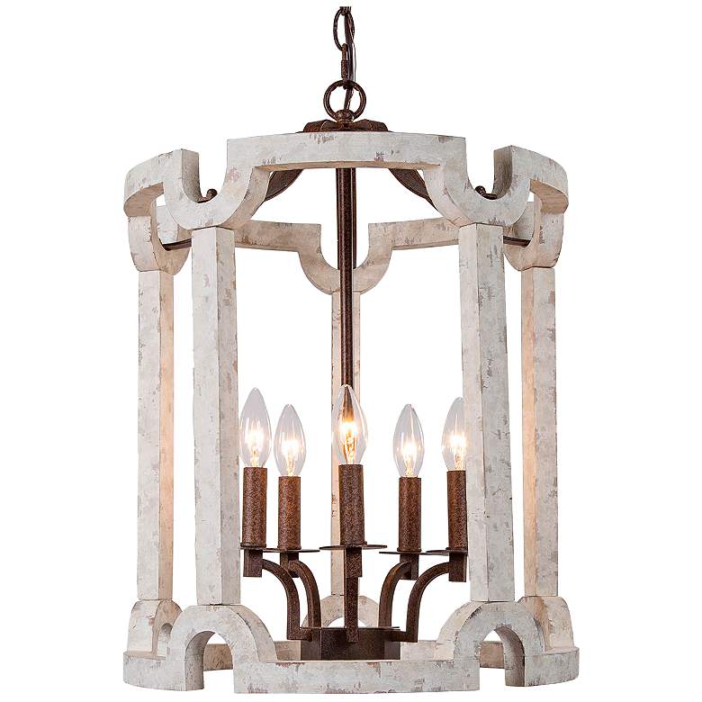 Image 1 Estournel 16 1/2" Wide Distressed White 5-Light Chandelier