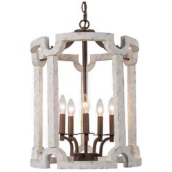 Estournel 16 1/2" Wide Distressed White 5-Light Chandelier