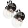 Estrellado 10"H Textured Black Outdoor Wall Lights Set of 2