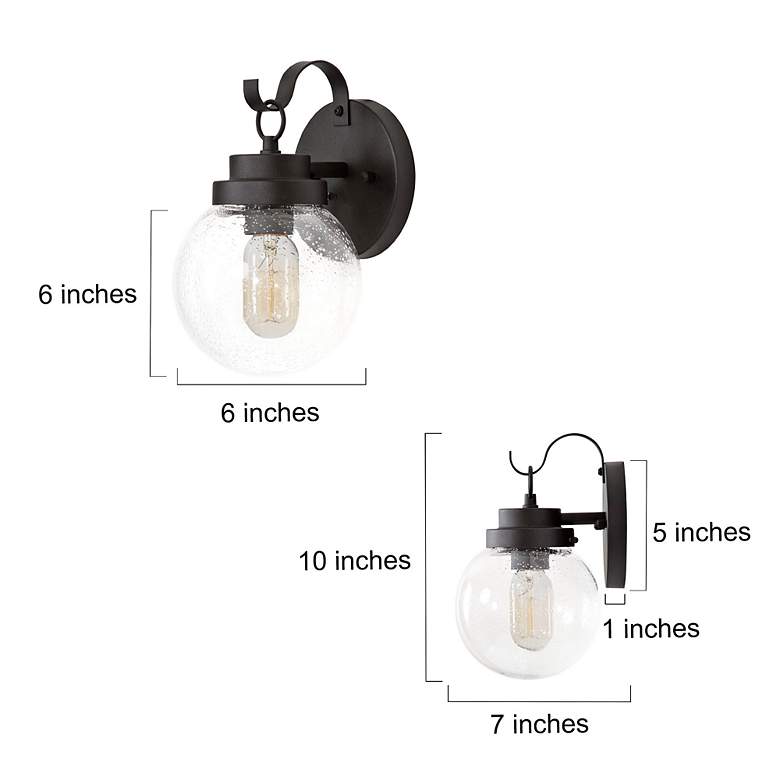 Image 5 Estrellado 10"H Textured Black Outdoor Wall Lights Set of 2 more views