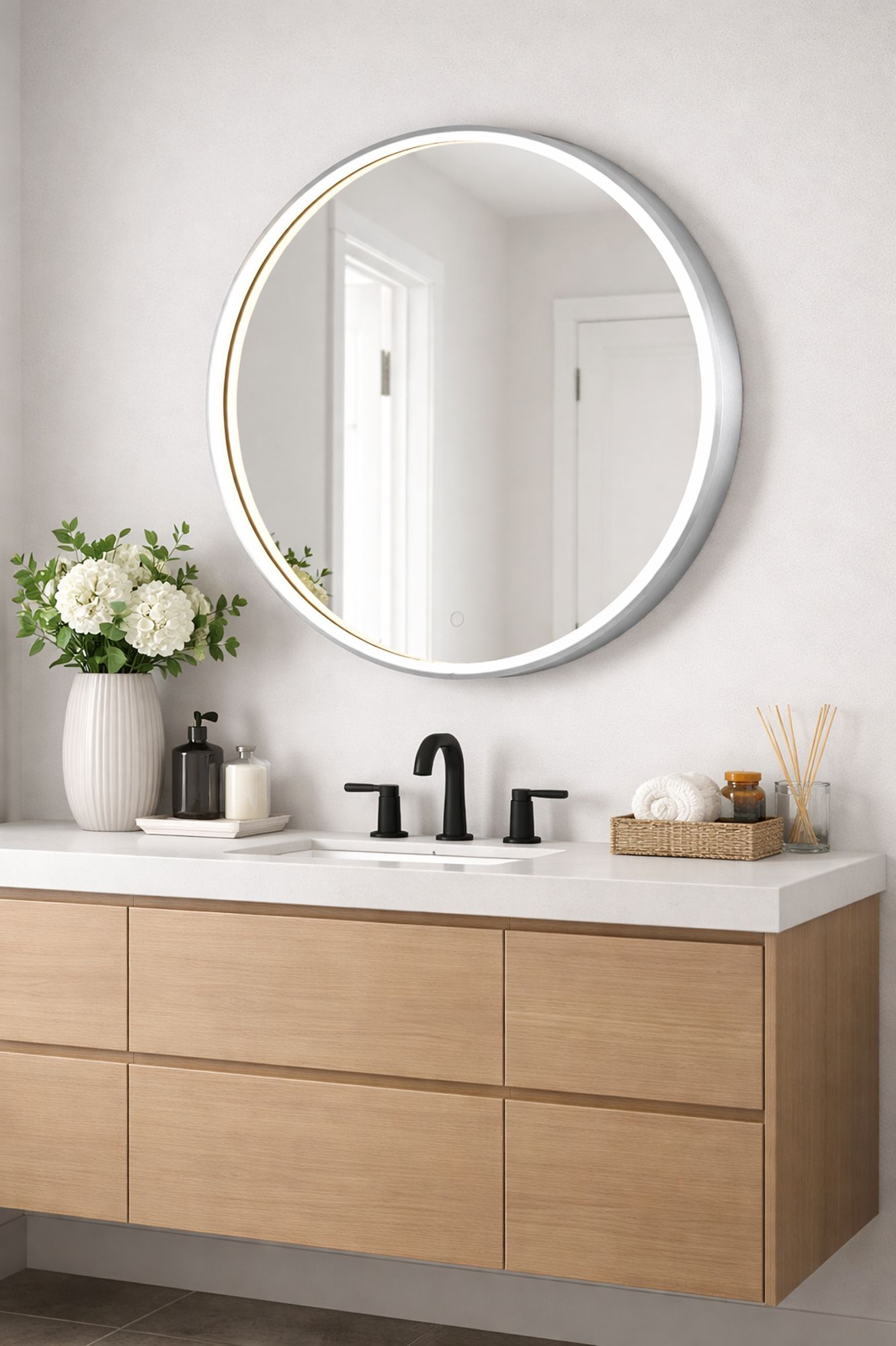 ET2 27.5" Round Modern Wall Mirror with LED Light